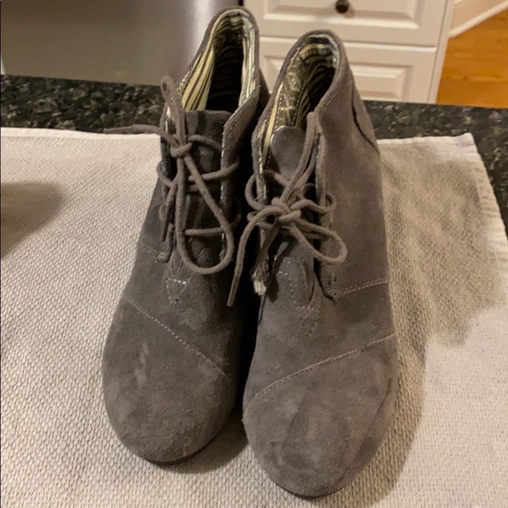 Gray suede booties